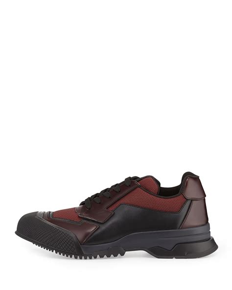 Prada Nylon Runway Trainer Sneaker, Burgundy.